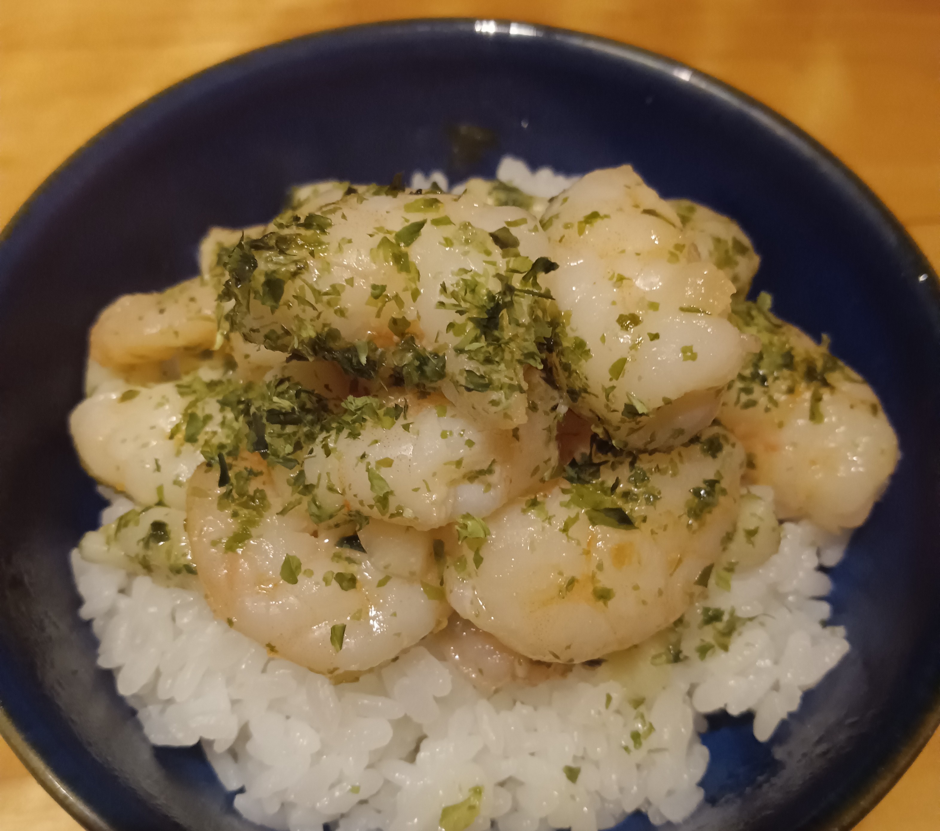 青さ海苔のガリバタシュリンプ丼